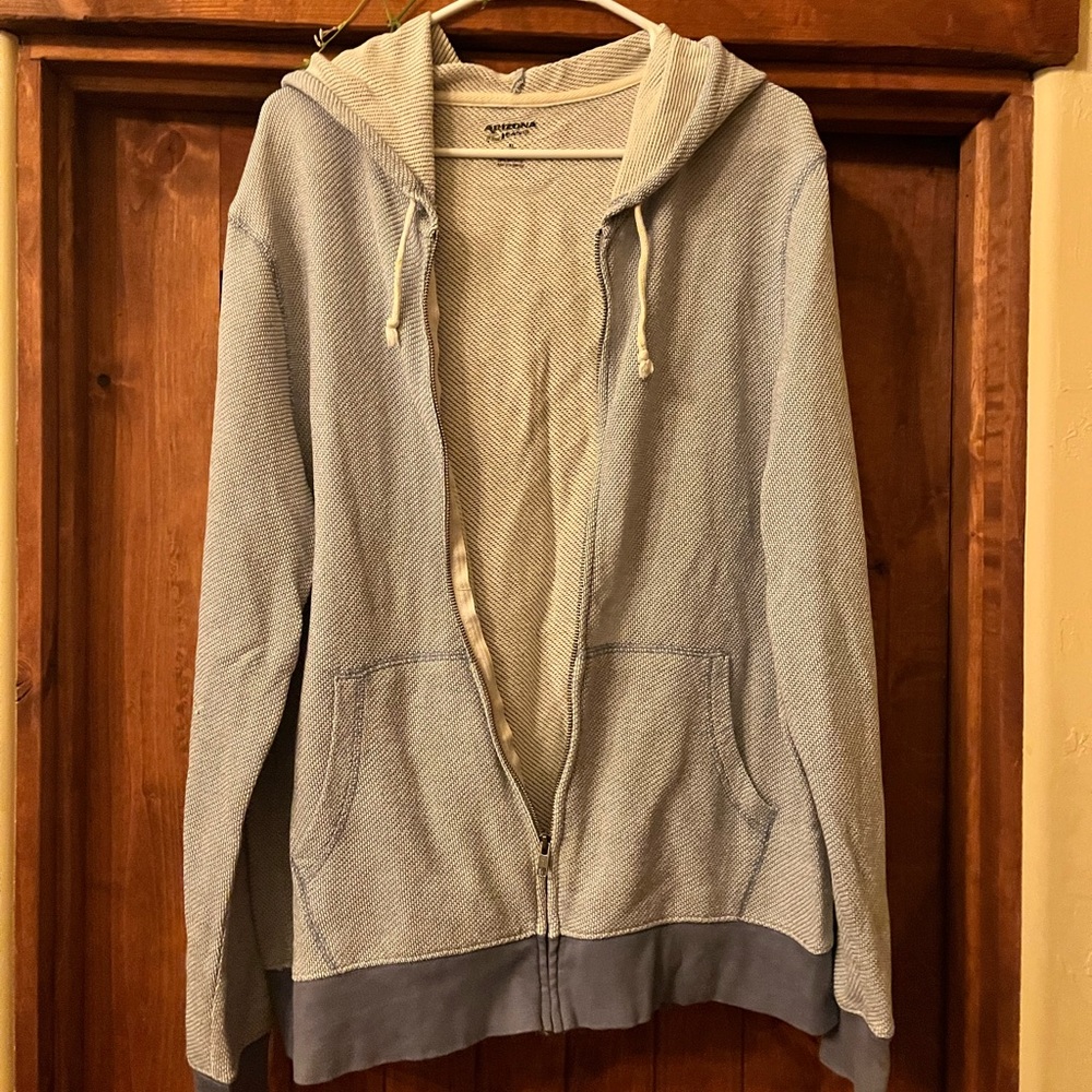 Blue and white Mens Zipper Hoodie